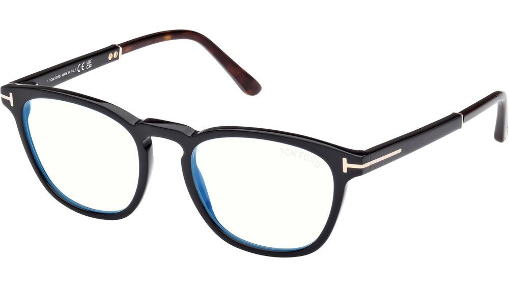 Tom Ford FT5890-B - 005 - 51 - AVEC DES VERRES À FILTRE ANTI LUMIÈRE BLEU-VIOLET Cadres optiques Noir brillant Rond