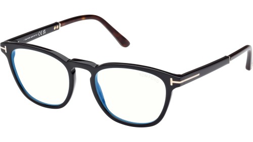 Tom Ford FT5890-B - 005 - 51 - AVEC DES VERRES À FILTRE ANTI LUMIÈRE BLEU-VIOLET Cadres optiques Noir brillant Rond
