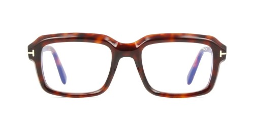 Tom Ford FT5888-B - 054 - 54 - AVEC DES VERRES À FILTRE ANTI LUMIÈRE BLEU-VIOLET Cadres optiques Havane brillant Angulaire