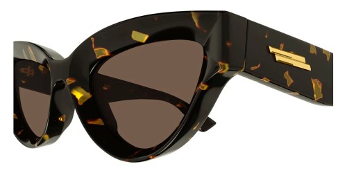 Bottega Veneta BV1249S - 002 - 53 Lunettes de soleil Marron, À motifs Œil de chat