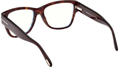Tom Ford FT5878-B - 052 - 55 - AVEC DES VERRES À FILTRE ANTI LUMIÈRE BLEU-VIOLET Cadres optiques Havane foncé Œil de chat