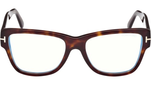 Tom Ford FT5878-B - 052 - 55 - AVEC DES VERRES À FILTRE ANTI LUMIÈRE BLEU-VIOLET Cadres optiques Havane foncé Œil de chat