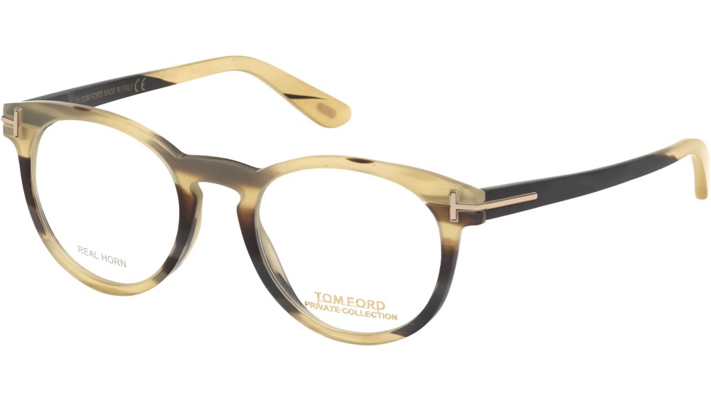 Tom Ford FT5721-Private Collection REAL HORN - 062 - 49 Cadres optiques Corne noire blonde Pantó / Arrondi