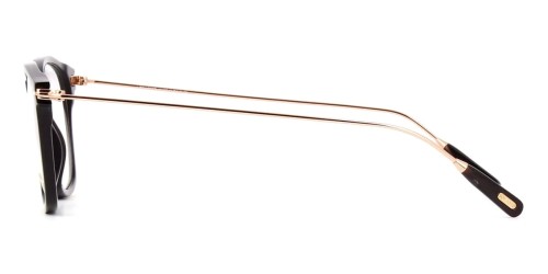 Tom Ford FT5722-Private Collection REAL HORN - 063 - 52 Cadres optiques Corne de buffle noire véritable et or rose brillant Angulaire
