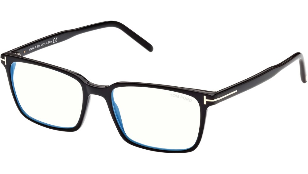 Tom Ford FT5802-B - 001 - 53 - AVEC DES VERRES À FILTRE ANTI LUMIÈRE BLEU-VIOLET Cadres optiques Noir brillant Angulaire