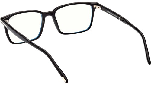 Tom Ford FT5802-B - 001 - 53 - AVEC DES VERRES À FILTRE ANTI LUMIÈRE BLEU-VIOLET Cadres optiques Noir brillant Angulaire