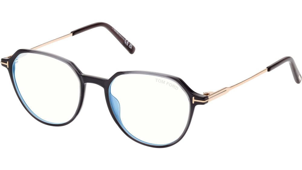 Tom Ford FT5875-B - 020 - 52 - AVEC DES VERRES À FILTRE ANTI LUMIÈRE BLEU-VIOLET Cadres optiques Gris foncé brillant Rond
