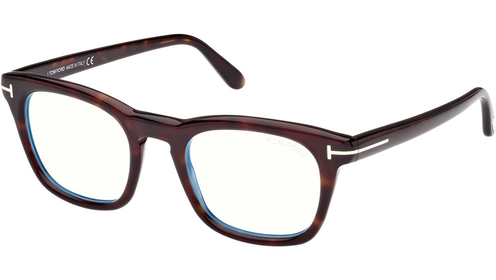 Tom Ford FT5870-B - 052 - 50 - AVEC DES VERRES À FILTRE ANTI LUMIÈRE BLEU-VIOLET Cadres optiques Havane foncé Angulaire