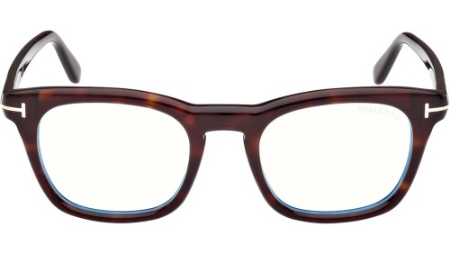 Tom Ford FT5870-B - 052 - 50 - AVEC DES VERRES À FILTRE ANTI LUMIÈRE BLEU-VIOLET Cadres optiques Havane foncé Angulaire