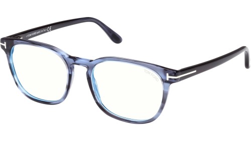 Tom Ford FT5868-B - 092 - 51 - AVEC DES VERRES À FILTRE ANTI LUMIÈRE BLEU-VIOLET Cadres optiques Bleu rayé Angulaire/Adouci