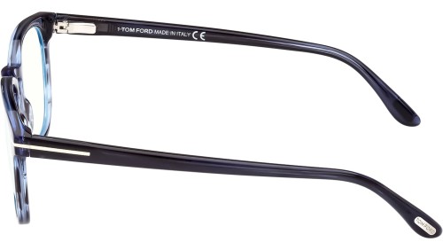 Tom Ford FT5868-B - 092 - 51 - AVEC DES VERRES À FILTRE ANTI LUMIÈRE BLEU-VIOLET Cadres optiques Bleu rayé Angulaire/Adouci