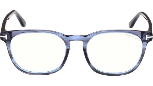 Tom Ford FT5868-B - 092 - 51 - AVEC DES VERRES À FILTRE ANTI LUMIÈRE BLEU-VIOLET Cadres optiques Bleu rayé Angulaire/Adouci