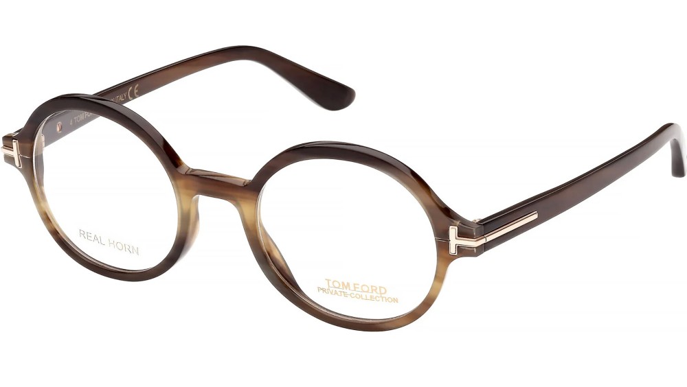 Tom Ford FT5850-Private Collection REAL HORN - 064 - 47 Cadres optiques Corne marron Rond