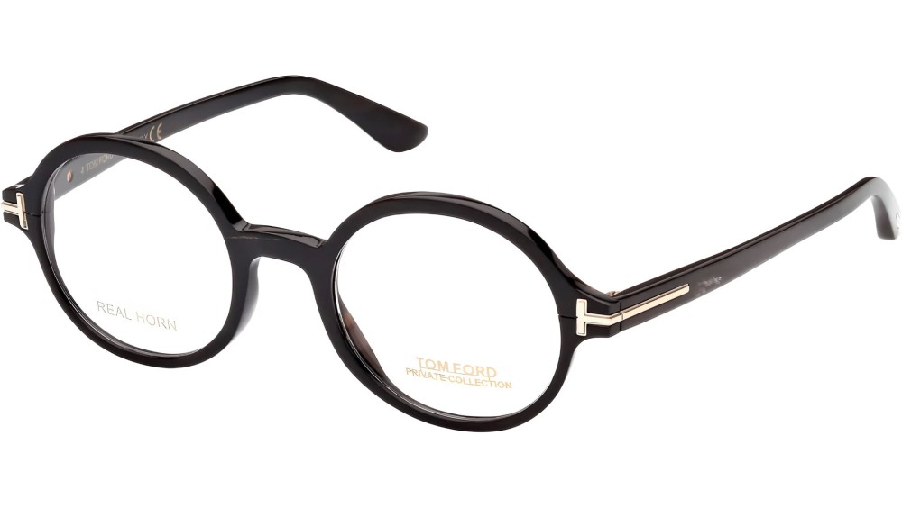 Tom Ford FT5850-Private Collection REAL HORN - 063 - 47 Cadres optiques Corne noire Rond