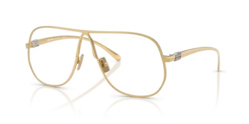 MIU MIU A56S - 5AK08N - 66 - AVEC DES VERRES À FILTRE ANTI LUMIÈRE BLEU-VIOLET Lunettes de soleil Gold Pilot (Aviator)