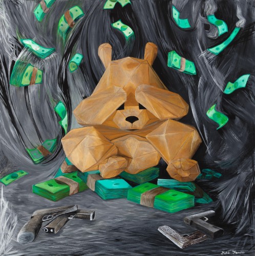 Fanni Mikó - Peintures - TEDDY - BIG BUSINESS - 2024, ACRYLIC, CANVAS - 70 X 70 - VENDU