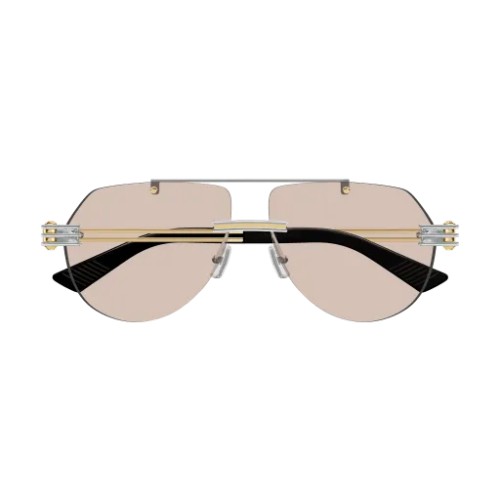 Bottega Veneta BV1342S - 002 - 59 Lunettes de soleil Argent, Or Pilote (Aviateur)