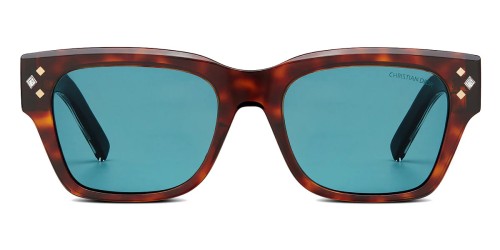 Dior CD DIAMOND S2I - 25B0 N - 54 Lunettes de soleil Havane, Noir Angulaire