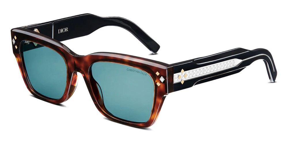 Dior CD DIAMOND S2I - 25B0 N - 54 Lunettes de soleil Havane, Noir Angulaire