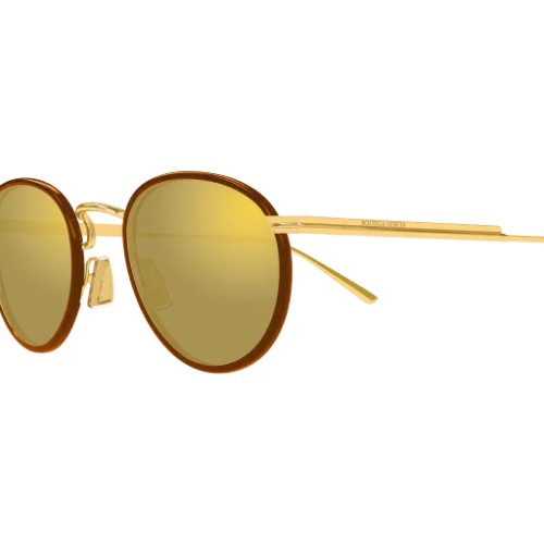 Bottega Veneta BV1389S - 004 - 48 Lunettes de soleil Or, Marron Pantó / Arrondi
