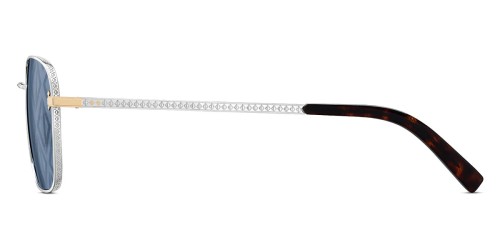 Dior CD DIAMOND S4U - F2B4 N - 55 Lunettes de soleil Argent, Or Angulaire