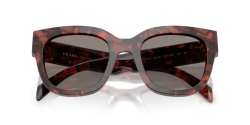 PRADA PR C04S - 23F80Q - 52 Lunettes de soleil Écaille amarante Angulaire