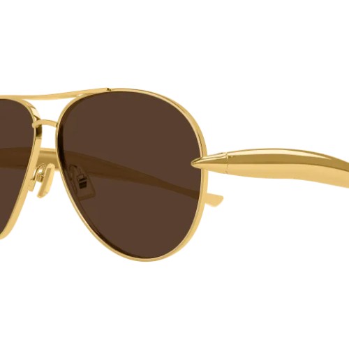 Bottega Veneta BV1305S - 007 - 64 Lunettes de soleil Or Pilote (Aviateur)