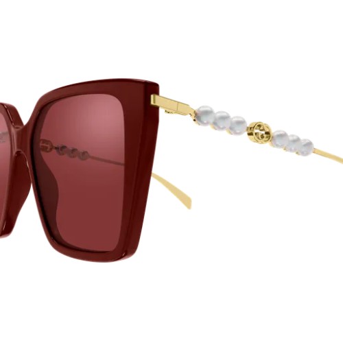 Gucci GG1967S - 004 - 54 Lunettes de soleil Bordeaux, Or Angulaire