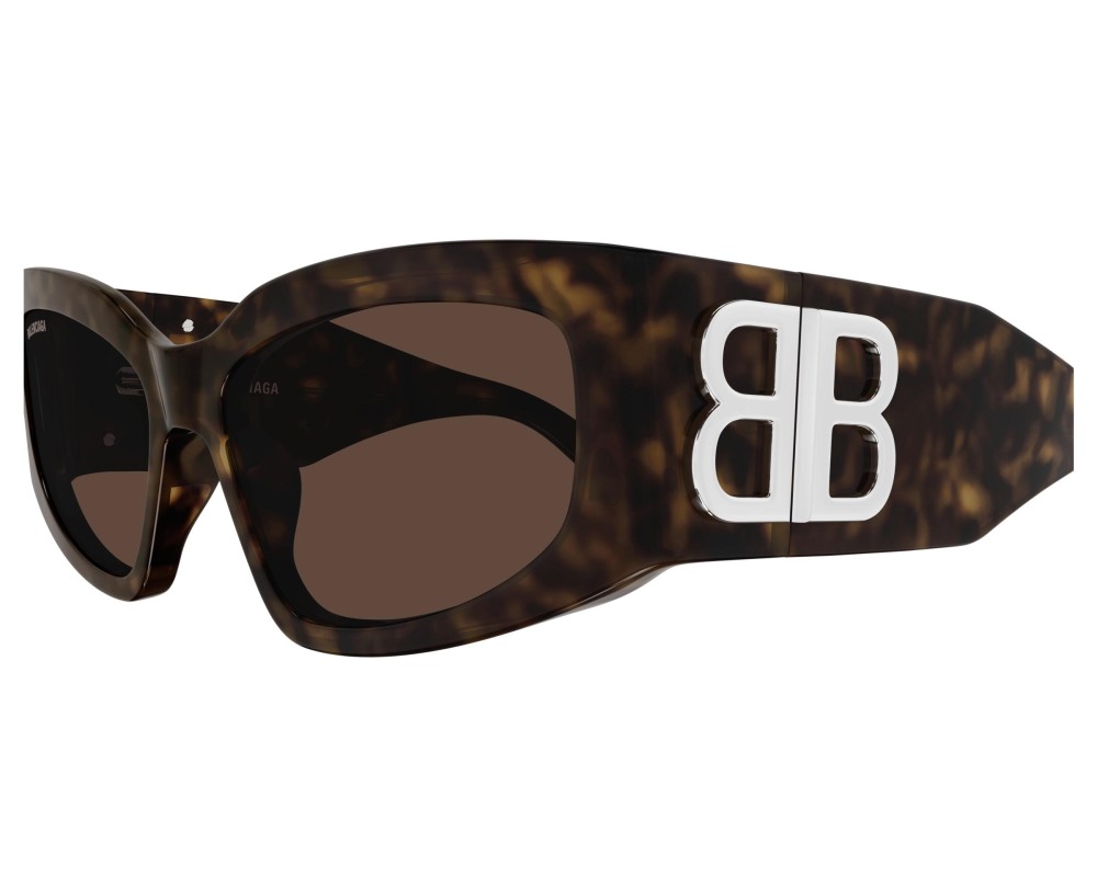 Balenciaga BB0321S - 008 - 57 Lunettes de soleil Marron, Noir, À motifs Angulaire