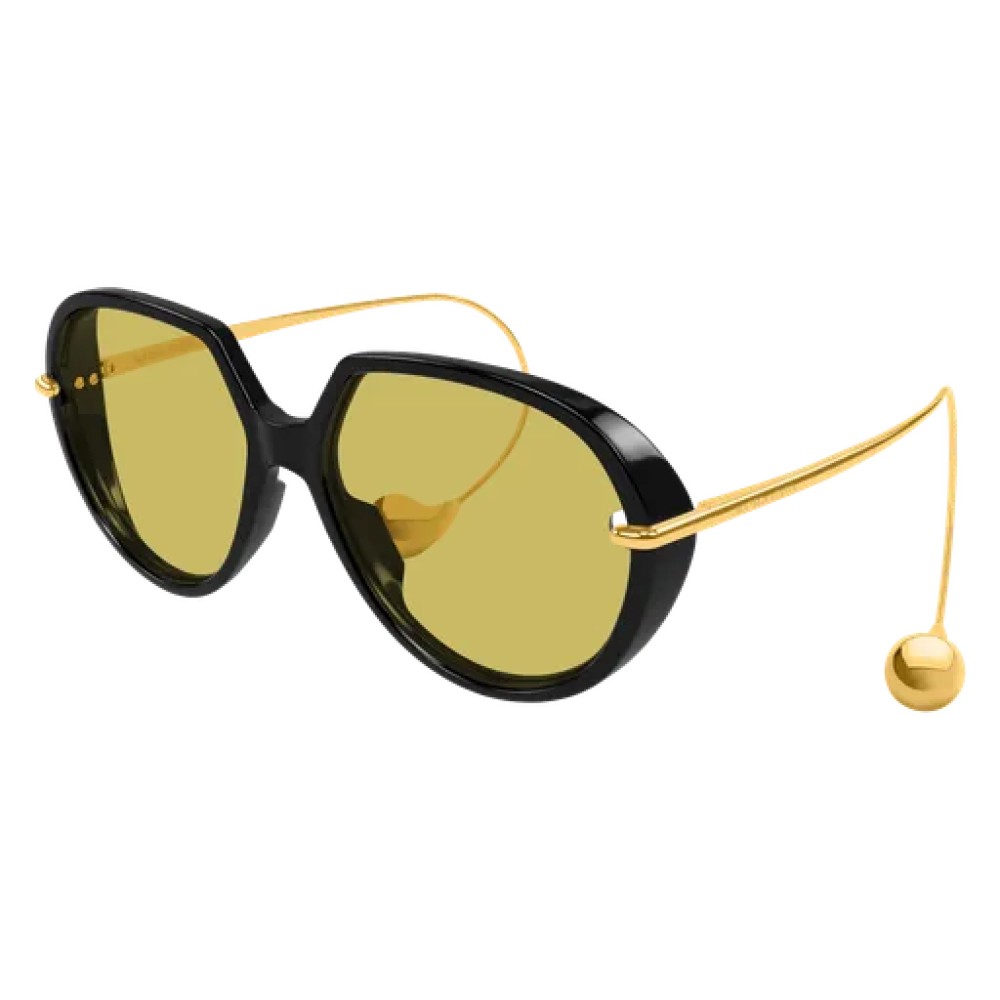 Bottega Veneta BV1436S - 001 - 60 Lunettes de soleil Noir, Or Pantó / Arrondi