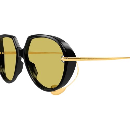 Bottega Veneta BV1436S - 001 - 60 Lunettes de soleil Noir, Or Pantó / Arrondi