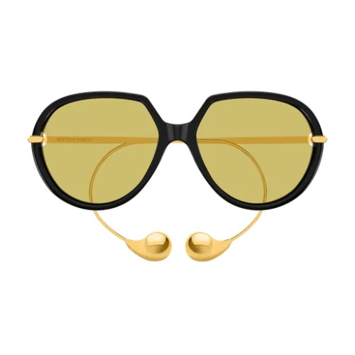 Bottega Veneta BV1436S - 001 - 60 Lunettes de soleil Noir, Or Pantó / Arrondi