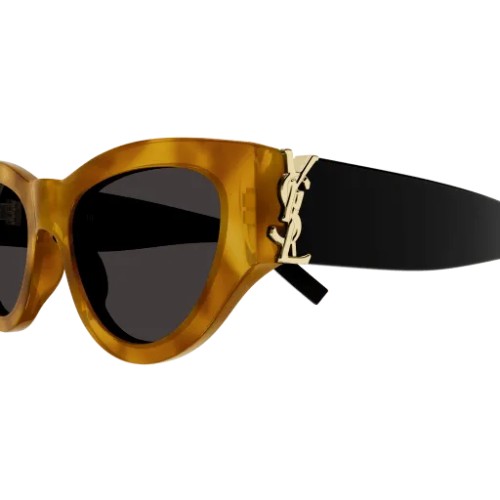 Saint Laurent SL M94 - 007 - 53 Lunettes de soleil Havane, Noir Œil de chat