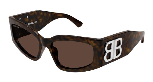 Balenciaga BB0321S - 008 - 57 Lunettes de soleil Marron, Noir, À motifs Angulaire