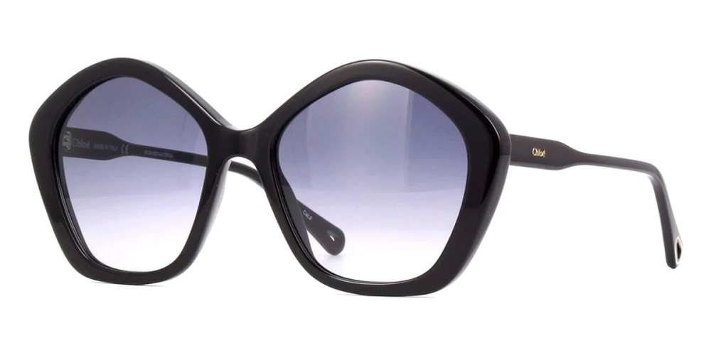 Chloé CH0082S - 005 - 57 Lunettes de soleil Noir Angulaire