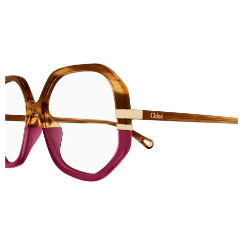 Chloé CH0107O - 006 - 56 Cadres optiques Marron, À motifs, Rouge Angulaire