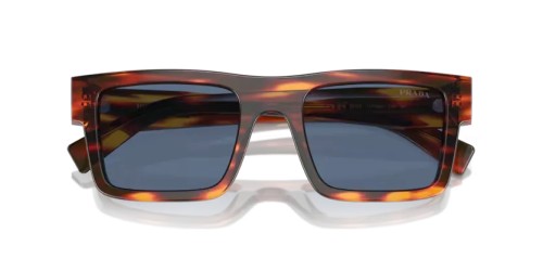 PRADA PR 19WS - 17R06A - 52 Lunettes de soleil Loupe de bois rayée Rectangle