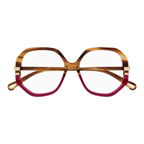 Chloé CH0107O - 006 - 56 Cadres optiques Marron, À motifs, Rouge Angulaire