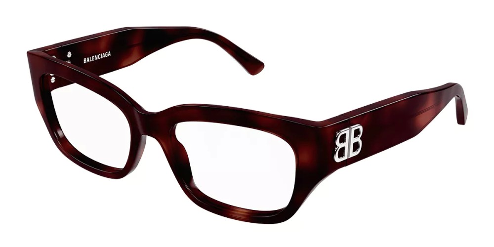 Balenciaga BB0364OA - 002 - 55 Cadres optiques Noir, Rouge, À motifs Angulaire