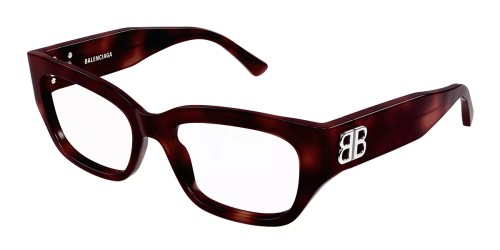 Balenciaga BB0364OA - 002 - 55 Cadres optiques Noir, Rouge, À motifs Angulaire
