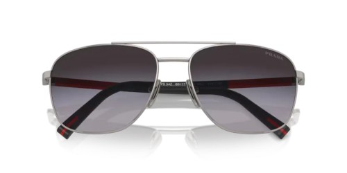 Prada Linea Rossa PS 54ZS - 5AV09U - 60 Lunettes de soleil Métal bleu-gris Ovale