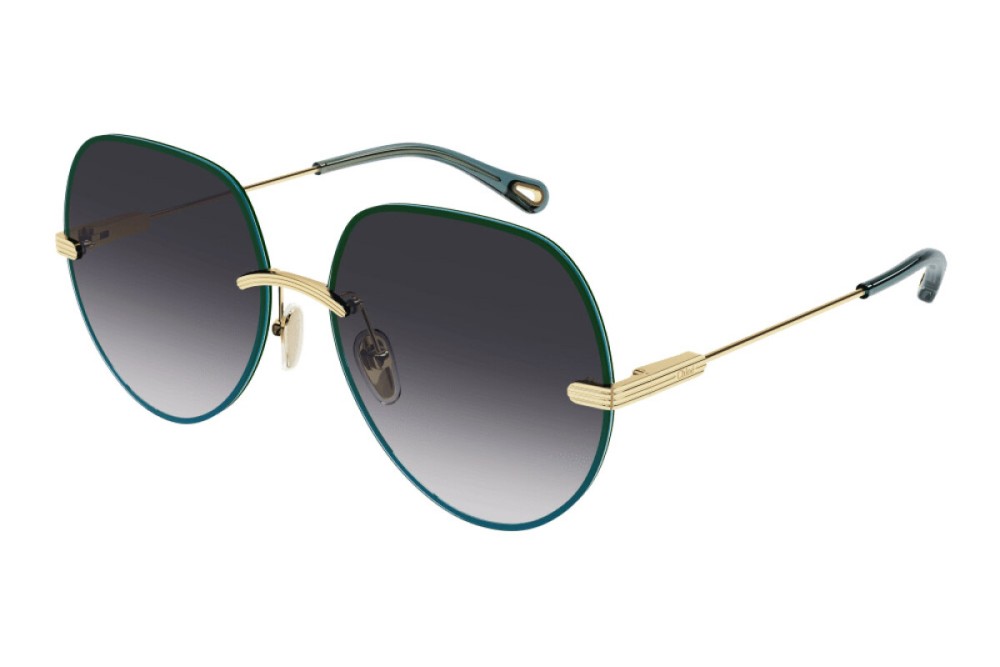 Chloé CH0135S - 001 - 58 Lunettes de soleil Or, Vert Rond