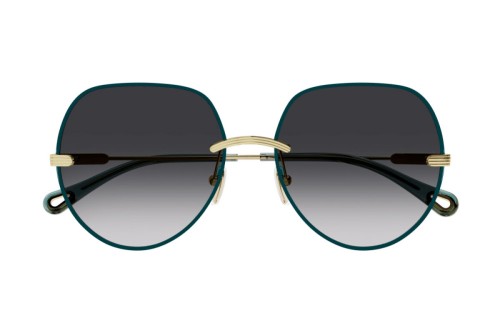 Chloé CH0135S - 001 - 58 Lunettes de soleil Or, Vert Rond