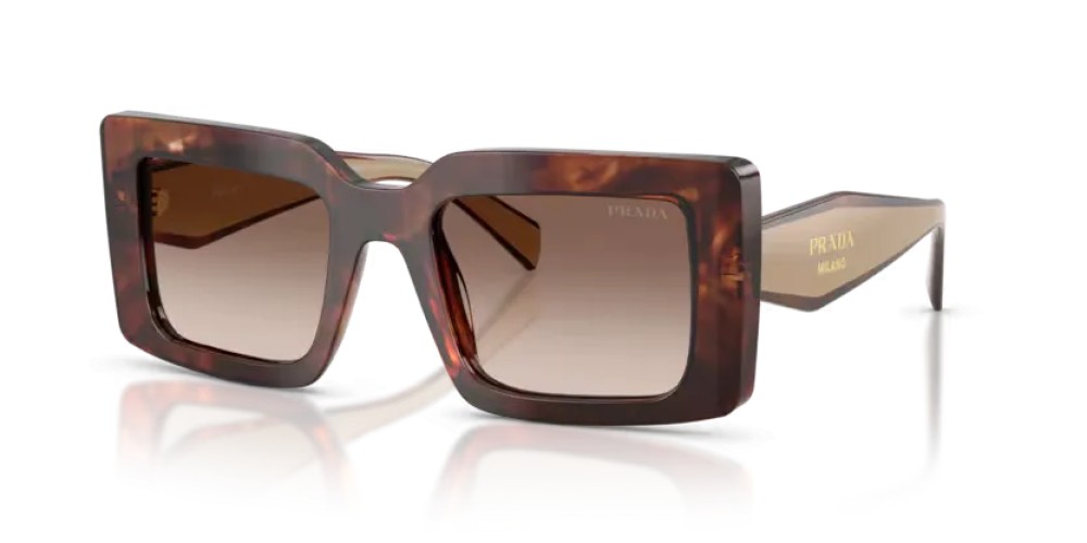 PRADA PR D01S - 00K10S - 52 Lunettes de soleil Caramel écaille Rectangle