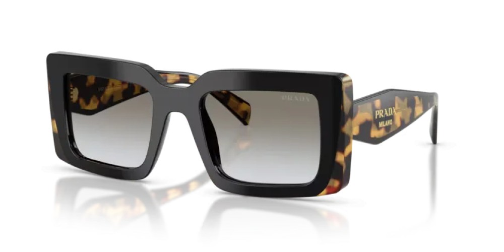 PRADA PR D01S - 0CD80L - 52 Lunettes de soleil Noir/écaille moyenne Rectangle