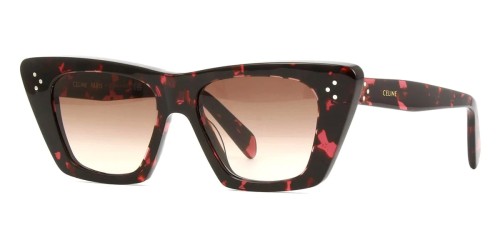 Celine CL40187I - 55F - 51 Lunettes de soleil Rouge, À motifs, Noir Œil de chat