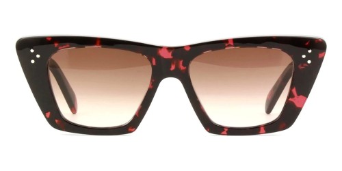 Celine CL40187I - 55F - 51 Lunettes de soleil Rouge, À motifs, Noir Œil de chat