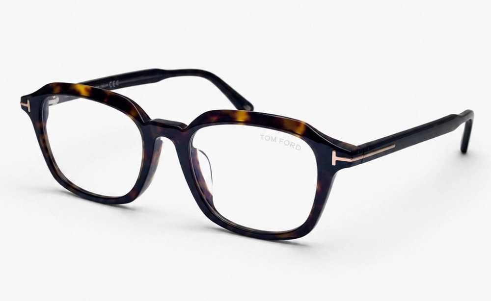 Tom Ford TF6148-D-B - 052 - 53 - AVEC DES VERRES À FILTRE ANTI LUMIÈRE BLEU-VIOLET Cadres optiques Havane foncé Angulaire