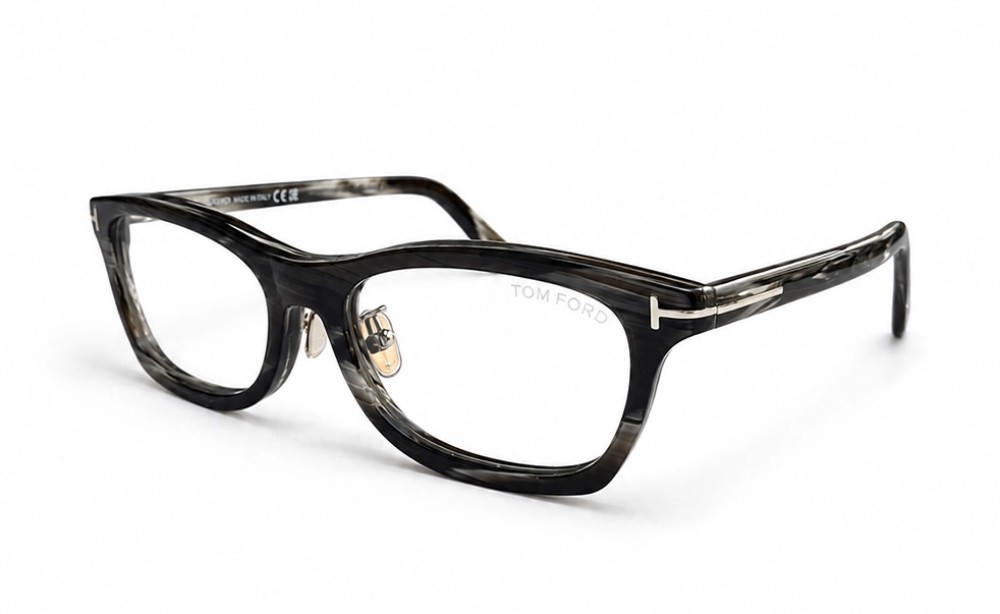 Tom Ford TF6074-D-B ECO - 062 - 53 - AVEC DES VERRES À FILTRE ANTI LUMIÈRE BLEU-VIOLET Cadres optiques Marron à motifs Angulaire