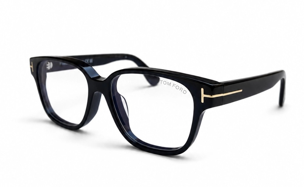 Tom Ford TF6071-D-B ECO - 001 - 54 - AVEC DES VERRES À FILTRE ANTI LUMIÈRE BLEU-VIOLET Cadres optiques Noir Angulaire